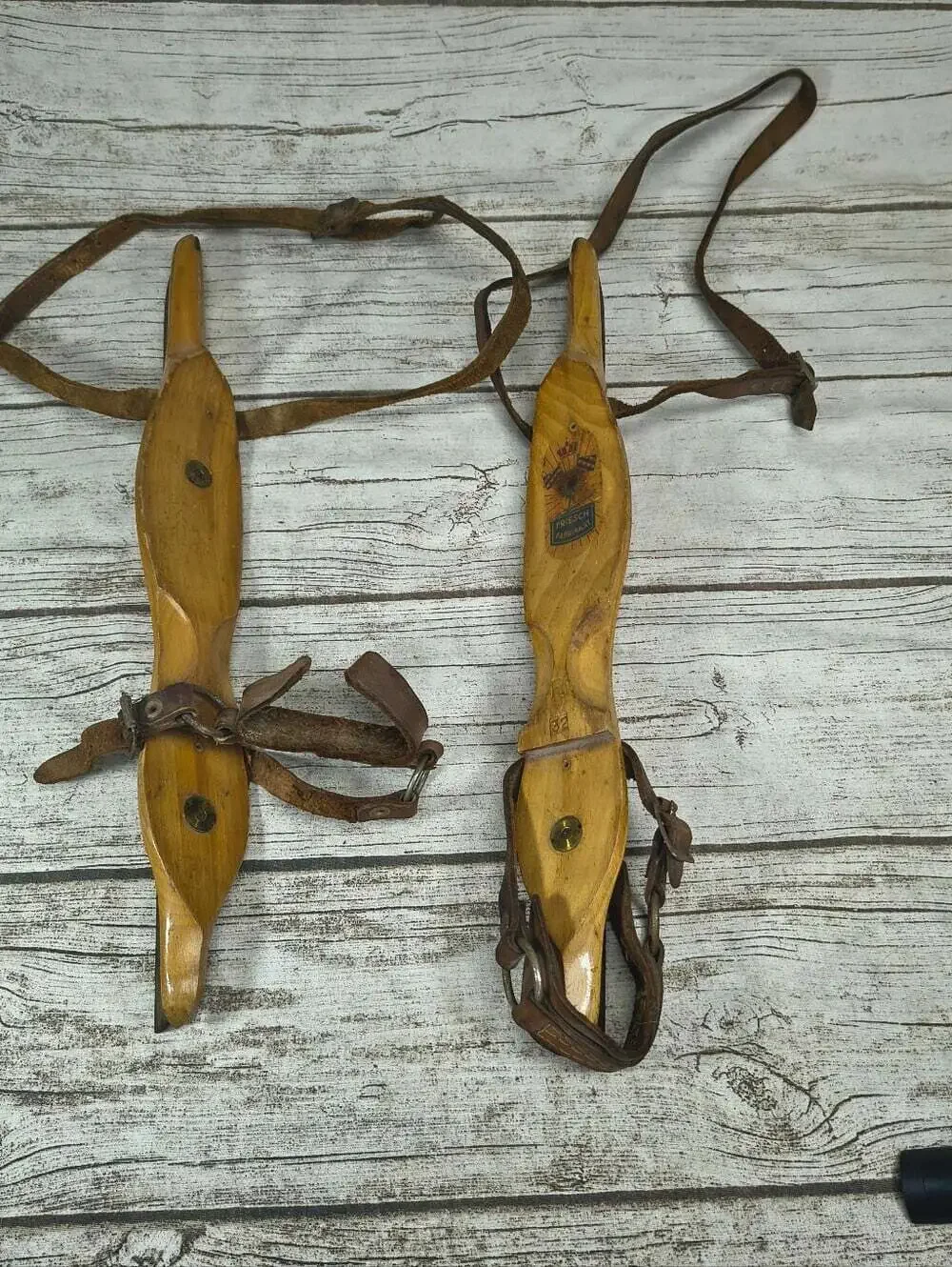 Antique Wooden Dutch Ice Skates De Friesche Fabrikaat Rustic Cabin Decor